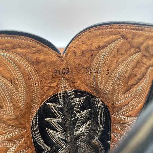 Vintage Custom Pre Ban Sea Turtle Mens 10D Black Western Cowboy Boots - Picture 11 of 13